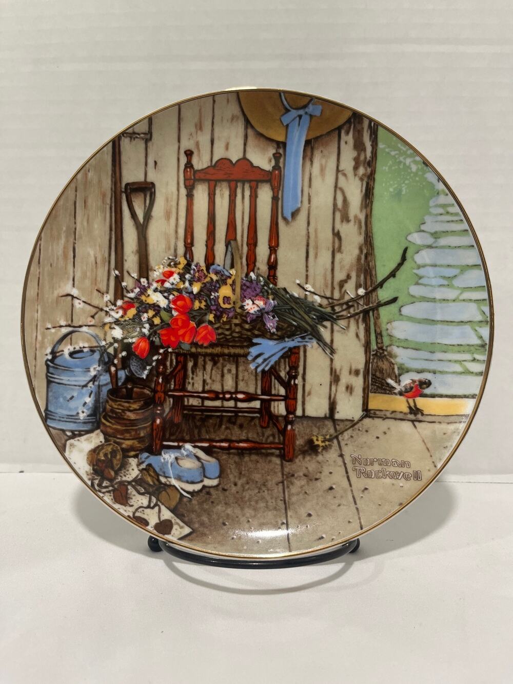 Norman Rockwell Spring Flowers 8" Limited Edition Collector Plate Vintage